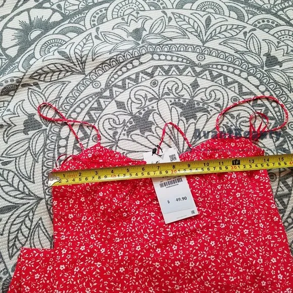 ZARA WOMAN NWT SS21 RED-WHITE FLORAL PRINT DRESS MEDIUM 4688/305 NEW - Picture 5 of 10